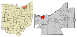 Cuyahoga County Ohio incorporated and unincorporated areas Rocky River highlighted